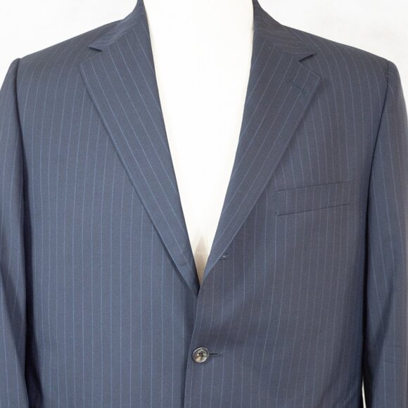 GORGEOUS J. Press Blue Pinstripe Barberis Italian Wool 3Btn Flat Front Suit 42R